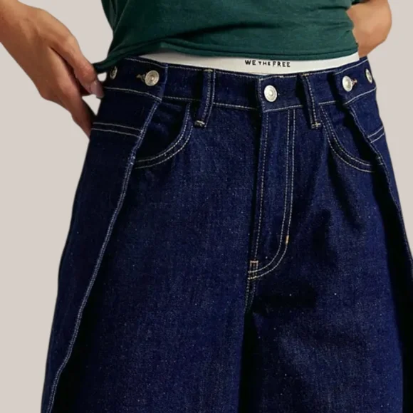 Free People High Street Wide Leg Jeans Boutique Blue Size 29 NWT